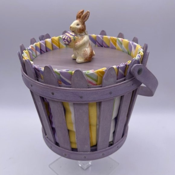 Longaberger Other - Longaberger Easter Basket Purple Picket Pail Lid Bunny Knob Protector 2006